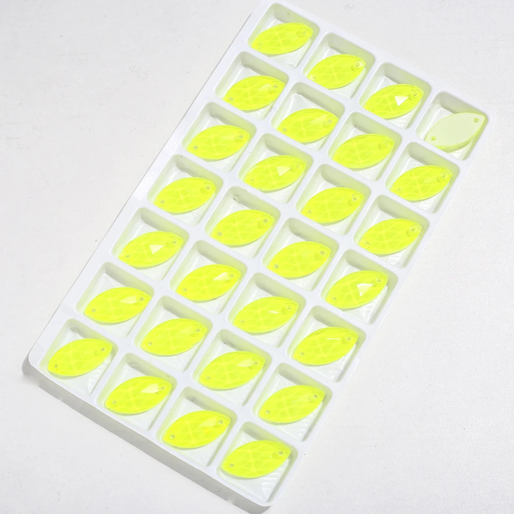 Vc Neon fluor zierende Pferde auge auf Strass Navette Mokka Nähen Diamant Glas Diamant Flatback DIY Zubehör Hochzeit nähen – Detail 6