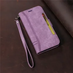 Leather Flip Phone Case with Magnetic Wallet and Stand - 6 Plus 6S Plus (Purple)