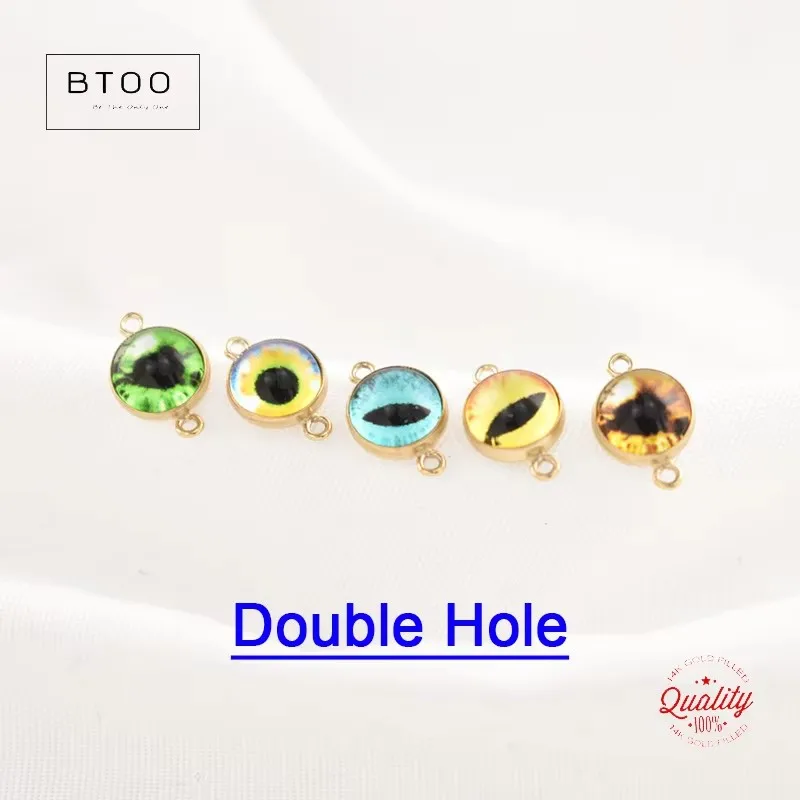 Neuer 14K Gold gefüllter 6mm Evil Eye Anhänger/Stecker/V-Stecker für Halskette DIY Schmuck Hypoallergenes Schmuckzubehör – Detail 8