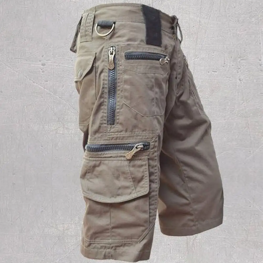 Pantaloni tinta unita Multi tasche estate vestibilità rilassata pantaloncini Cargo dritti tasca con cerniera pantaloni a vita media