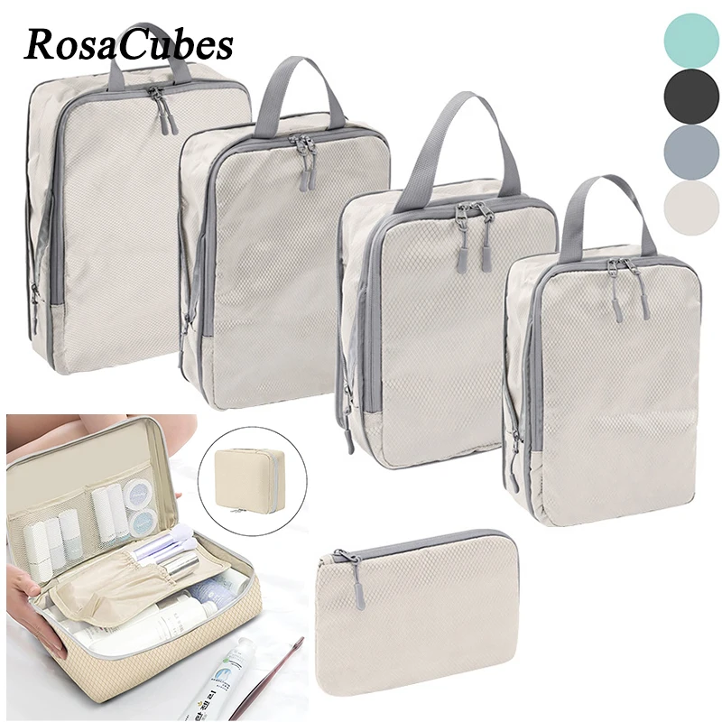 

6PCS Travel storage bag Compressible packing cube nylon portable tote Luggage storage bag Collapsible waterproof travel suitcase