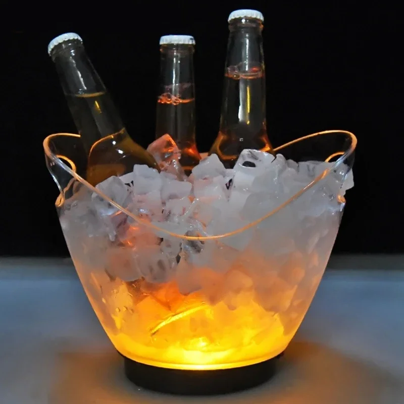 4LWaterproof LED Ice Bucket Nightclub Bar Party Champagne Wine Bucket 6 Color Transparent Light Wine Barrel