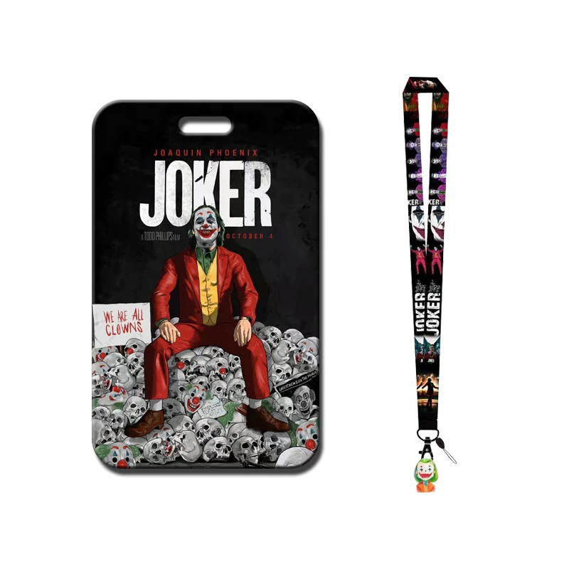 1 Set The Joker Card Holder Anime Badge Anti-Lost Lanyard Student