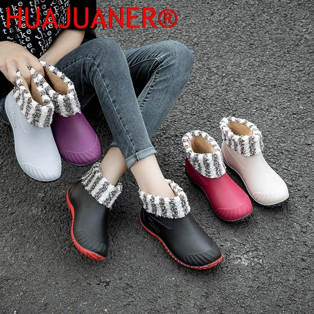 Water Shoes Women Shoes Ankle Rain Boots Rubber PVC Rainboots Waterproof  Women Slip On Fashion Fishing