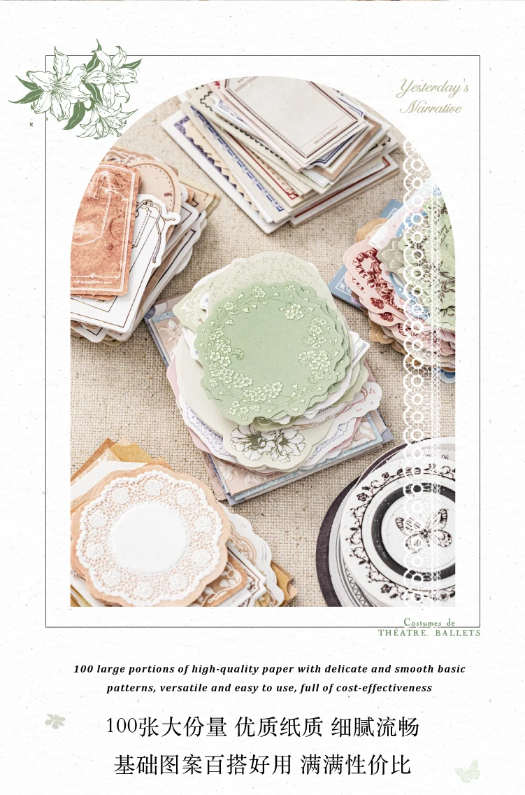 100 Stück Vintage Etikettenpapier DIY Scrapbooking Dekoratives Papier für Tagebuch Album Hintergrundpapier handgemachtes Junk Journaling-Material – Detail 18