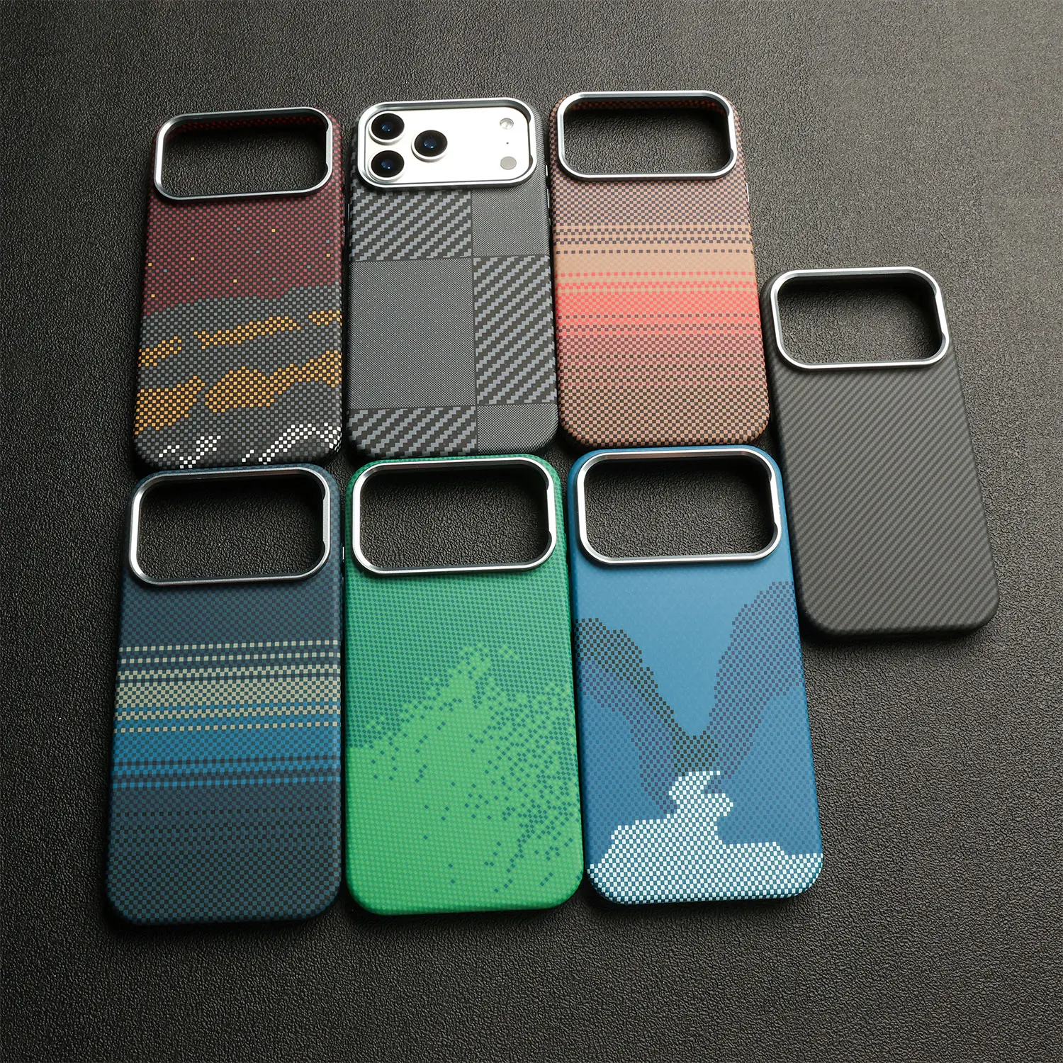 Luxury Carbon Fibre Kevlar Pattern Phone Case with MagSafe-Compatible Wireless Charging