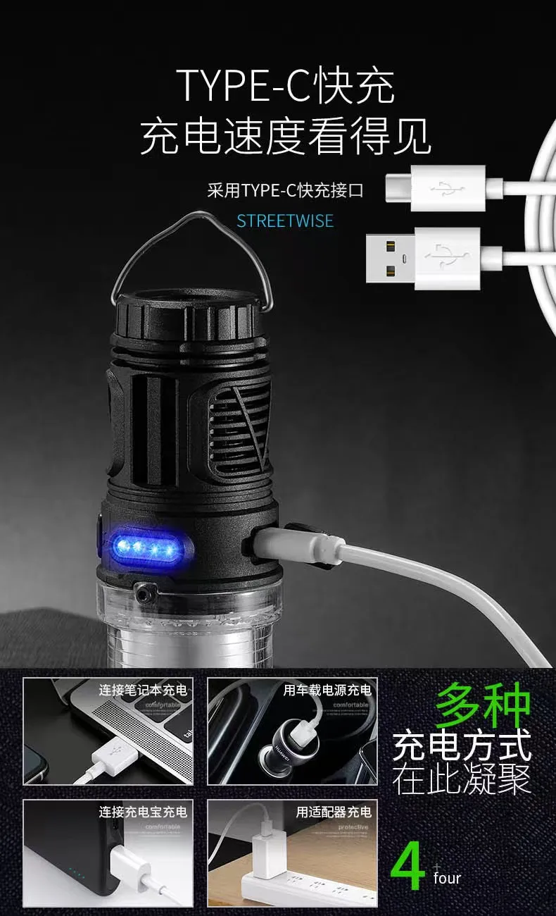 New LED Mosquito Repellent Camping Light Type-C Rechargeable Portable Magnetic Multi-functional Outdoor Camping Tent Light