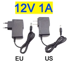 

12V 1A 1000ma AC 100-240V DC Power supply Adapter plug Converter For LED Strip Light CCTV Charger Switch 5.5x2.5mm US/EU plug W1