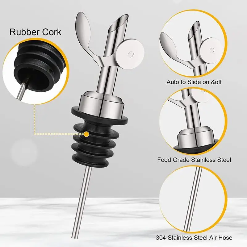 Stainless Steel Bottle Stopper Pourer With Funnel Stainless Steel Oil Bottle Stopper Leakproof Olive Oil Dispenser Cooking Tools