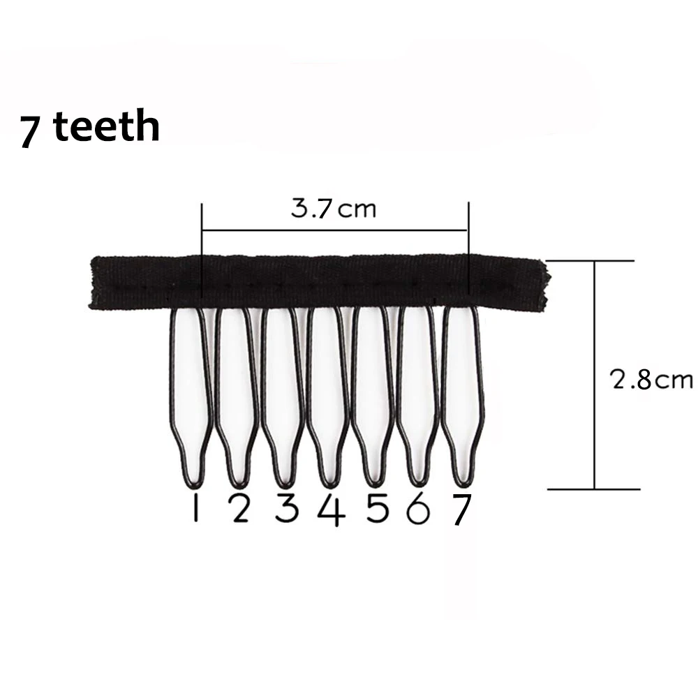 5가지 색상 7개의 스틸 톱니가 있는 레이스 가발 클립, 폴리에스터 내구성 천 가발 빗, 가발 제작 도구, 가발 액세서리 도구, 10개/세트