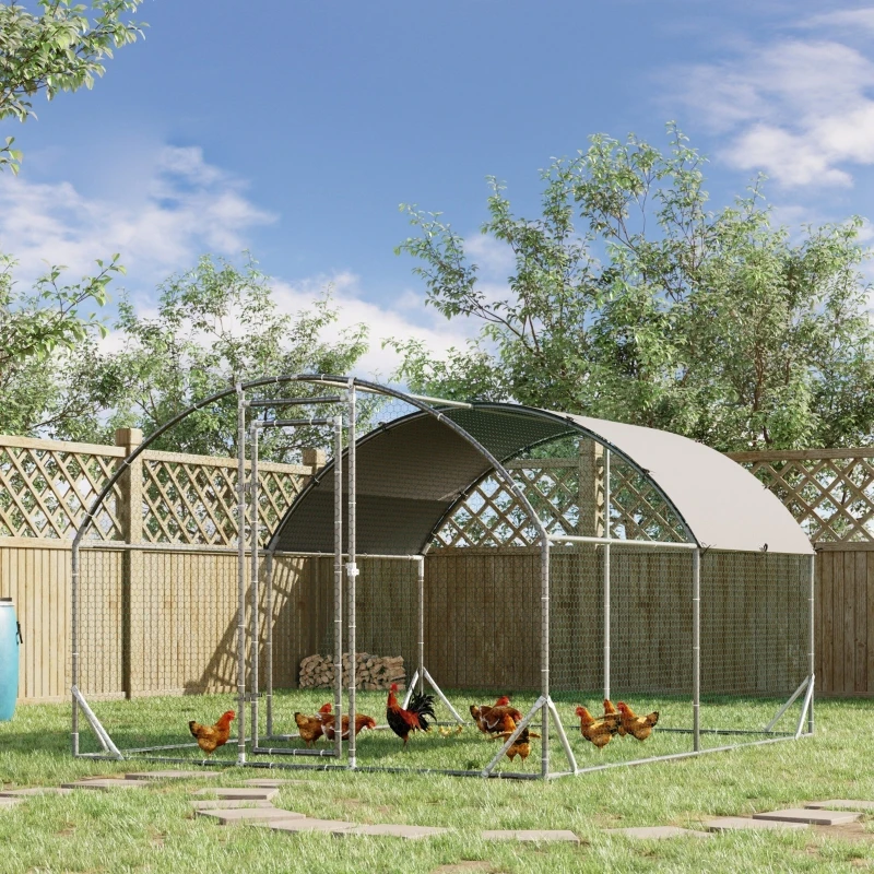 Gallinero grande de 13 pies, jaula para gallinas para aves de corral al  aire libre para 10 pollos, impermeable y con cubierta anti-UV, corral para