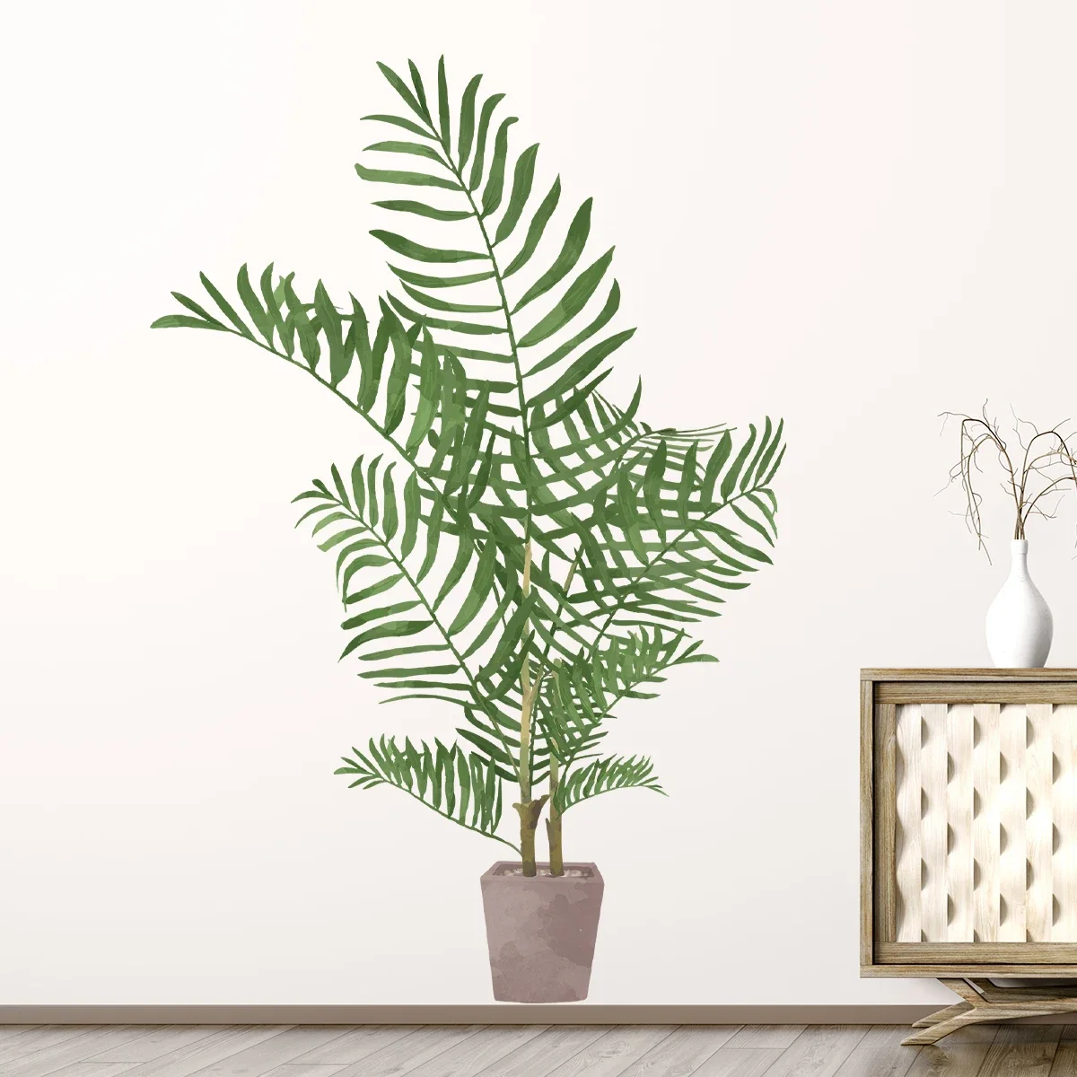 Wall Stickers Realistic Watercolor Green Plant Potted For Living Room Children Room Bathroom Home Decoration