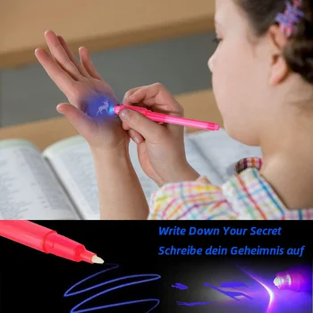4pcs/lot Luminous Light Pen Magic Purple 2 In 1 UV Black Light Combo Drawing Invisible Ink Pen Learning Education Toys For Child 3