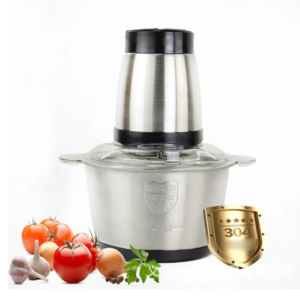 Food Chopper Stainless Steel 2L Electrical Food Processor Meat Grinder Blender Mixer Machine Kitchen Appliances,EU Plug 3