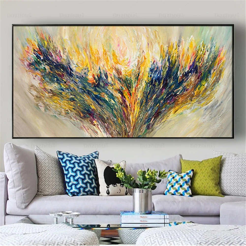 

Hand-Painted Abstract Oil Painting Color Bedroom Art Drawing Decor Living Room Modern Light Luxury Bedside Sofa Wall Pendant