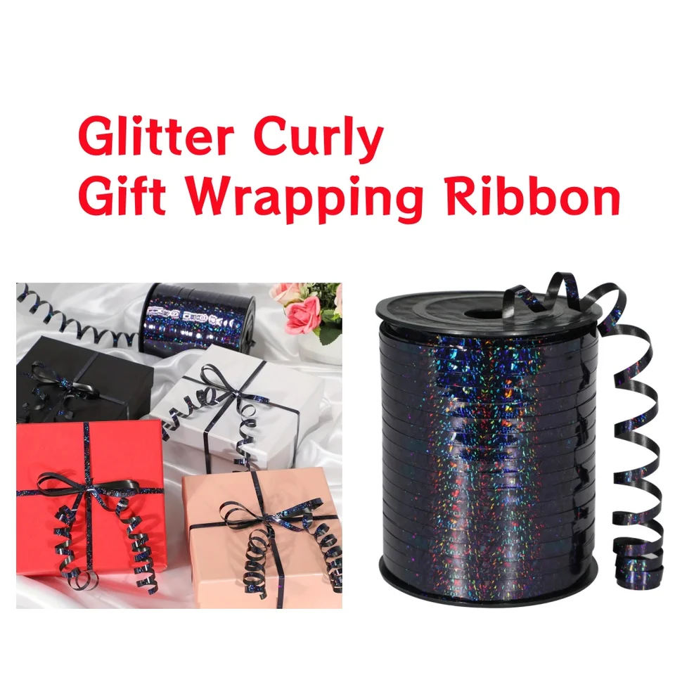 1 rotolo di nastro per confezioni regalo ricci glterati, nastro per palloncini durevole per decorazioni, rotoli di nastro arricciacapelli lucido per la festa di compleanno  15