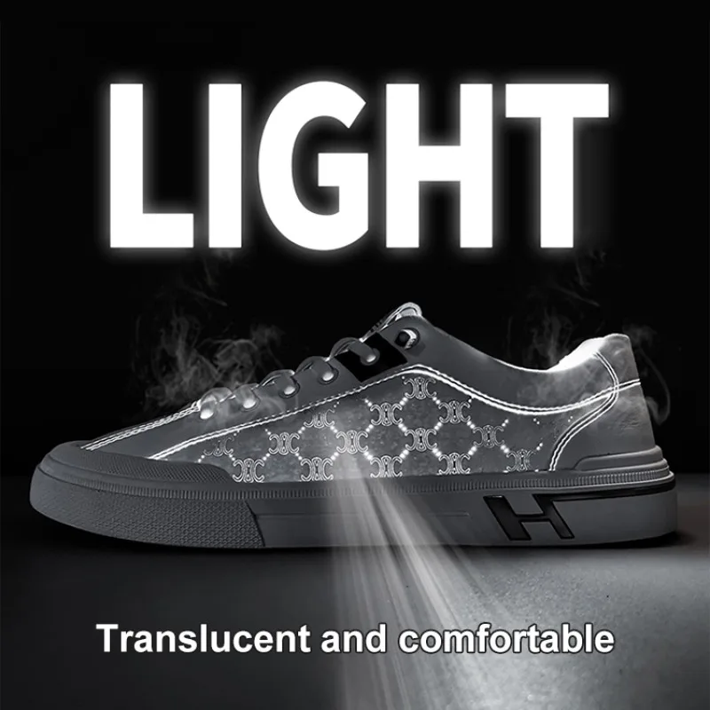 Men\'s Casual Outdoor Sports Sneakers Fashionable Korean White Shoes Low-Top Design Softsoled Shoes for Students Youth Footwear