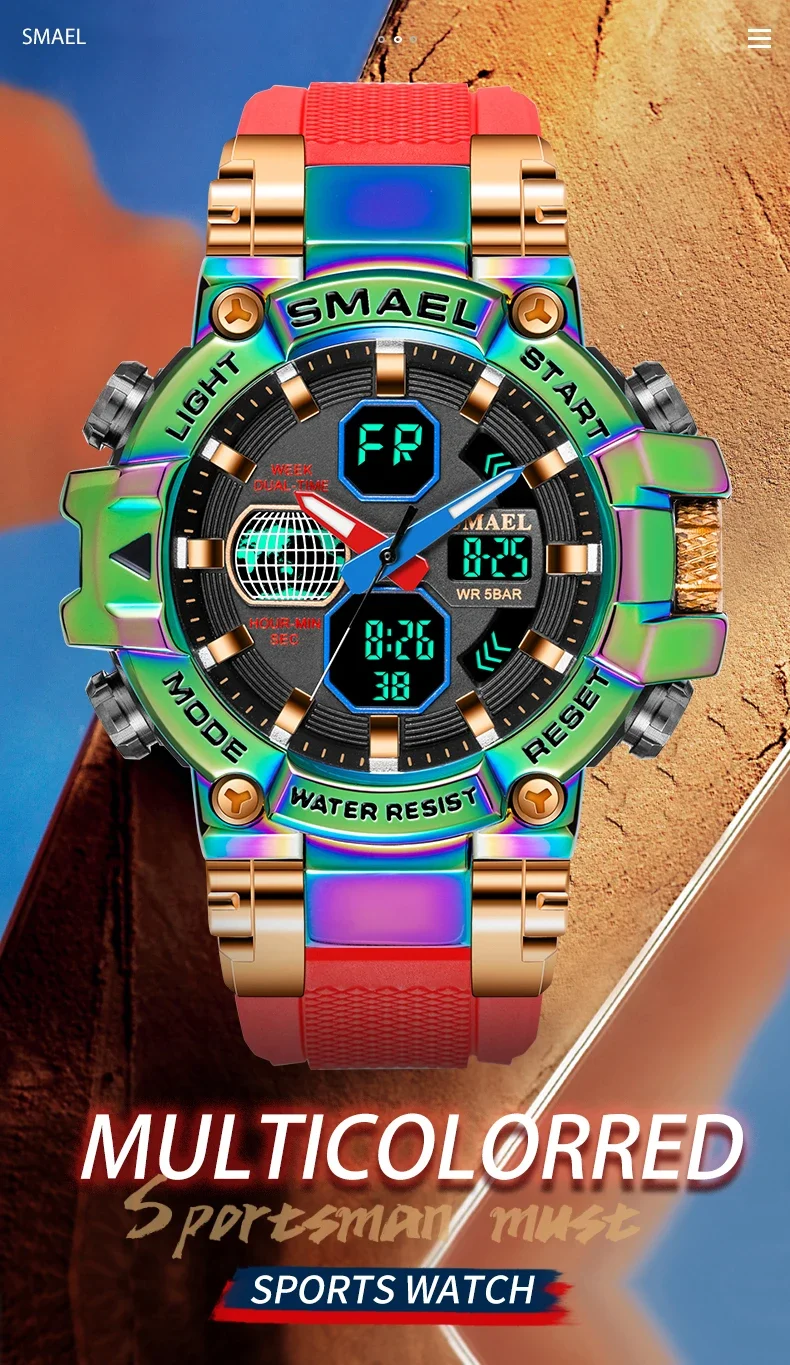 Smael multifunktion ale elektronische Uhr 8027 bunte Legierung Uhr