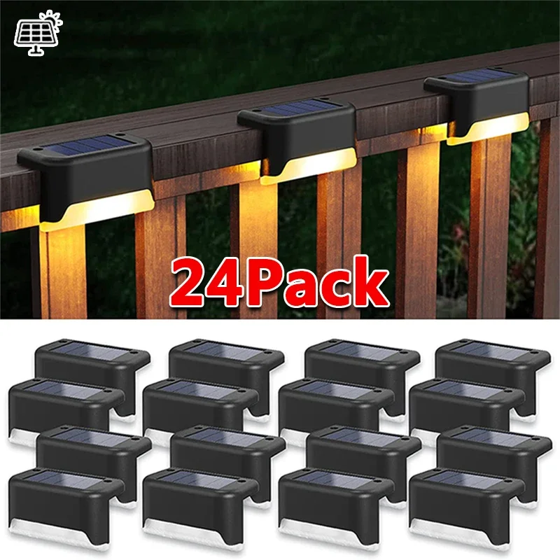 4/8/12/16/24Pcs Solar Deck Lights Outdoor Waterproof LED Fence Lights Step Garden Decorate Lamp for Patio Stairs Railing Pathway 4 8 12pcs solar deck lights outdoor waterproof led fence lights step garden decorate lamp for patio stairs railing pathway