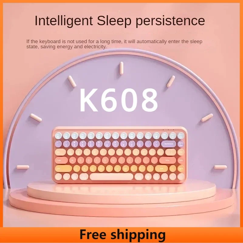 

K608 Wireless 84 Keys Keyboards Cute Ergonomic Office Keyboards Light and Portable 800 MAh Mute Keyboard Mouse Sets for Laptop
