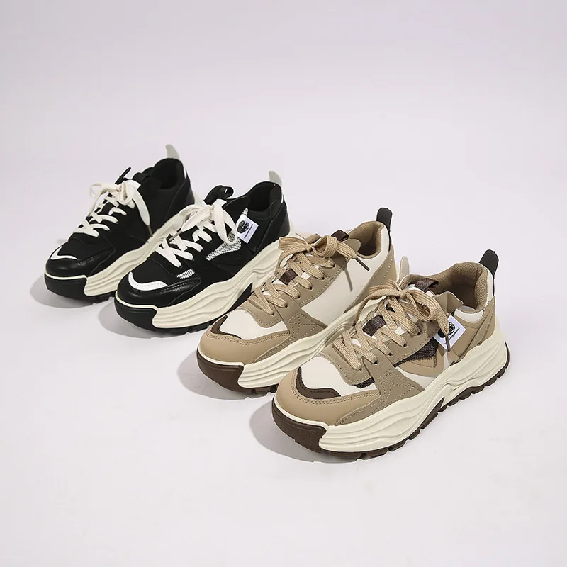 

5cm Wedges Heel Thick Bottom Color Matching Platform Sneakers Shoes Casual Sports Shoes
