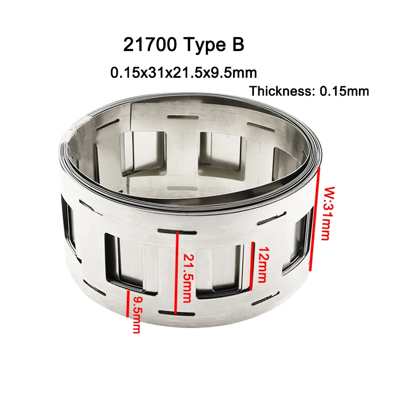 Battery strip 1M 0.15x27mm 2P nickel plated steel lithium T2 copper for 18650/21700 battery pack welding