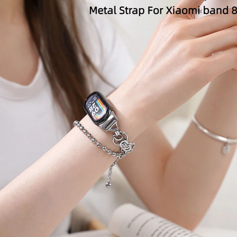 

Металлический ремешок для Xiaomi band 8, спортивный ремешок для Mi band 8, умные часы, регулируемый женский браслет