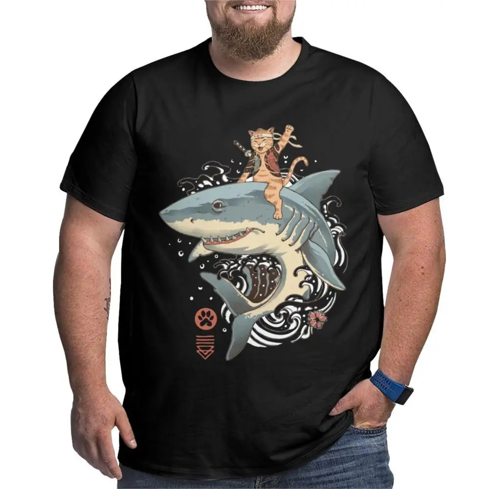 

Catana Shark Funny Cotton Big Tall Short Sleeve Catana Cats Samurai Tattoo Yakuza Katana Japanese Large 4XL 5XL 6X T-Shirt