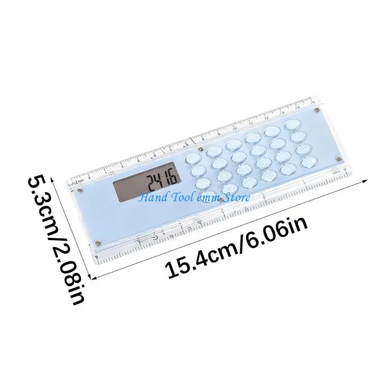 H37F 양면 측정 15cm 눈금자(숙제 사무용 인체공학적 통합 계산기 포함)