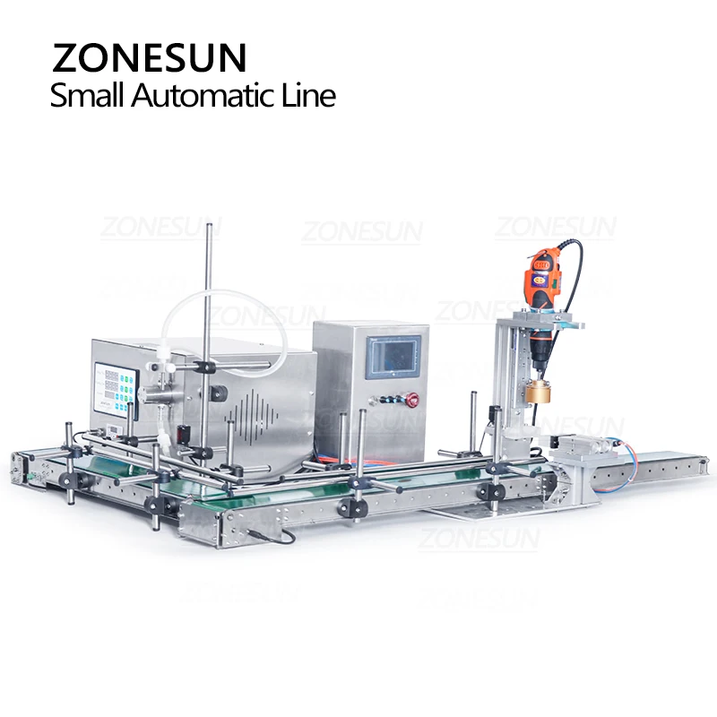 Zonesun Automatische Vullen En Aftopping Machine Montage Fles Pot Water Sap Verpakking Productielijn Kleine Werkplaats ZS-MPXG1