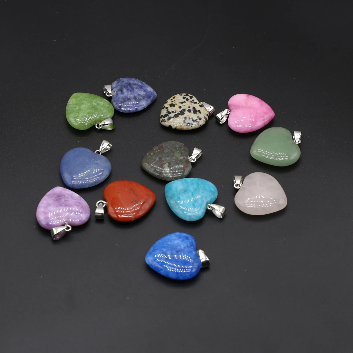 

20x20mm Natural Stone Heart Pendant Rose Quartz Redstone Charms for Jewelry Making DIY Necklace Earrings Charms Accessories