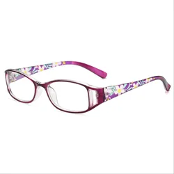 Stylish Unisex Printed Anti Blue Light Reading Eyeglasses - +400 (PURPLE)