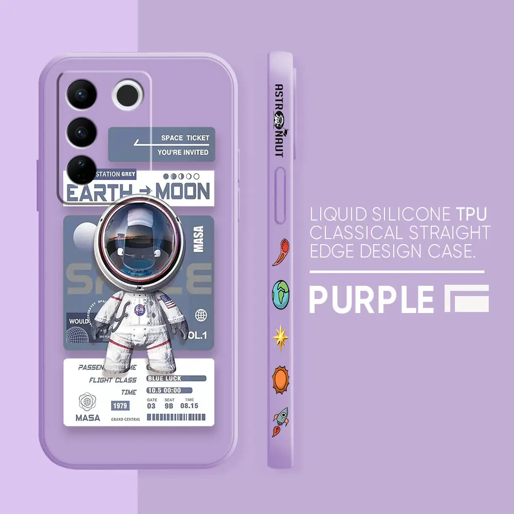 thumbnail image 1 of Case For VIVO S5 S6 S7 S9 S10 S15 S16 S16E T1 V15 V20 V23 PRO 5G Simple Liquid Silicone Case Funny Astronaut Spacewalk, 1 of 5