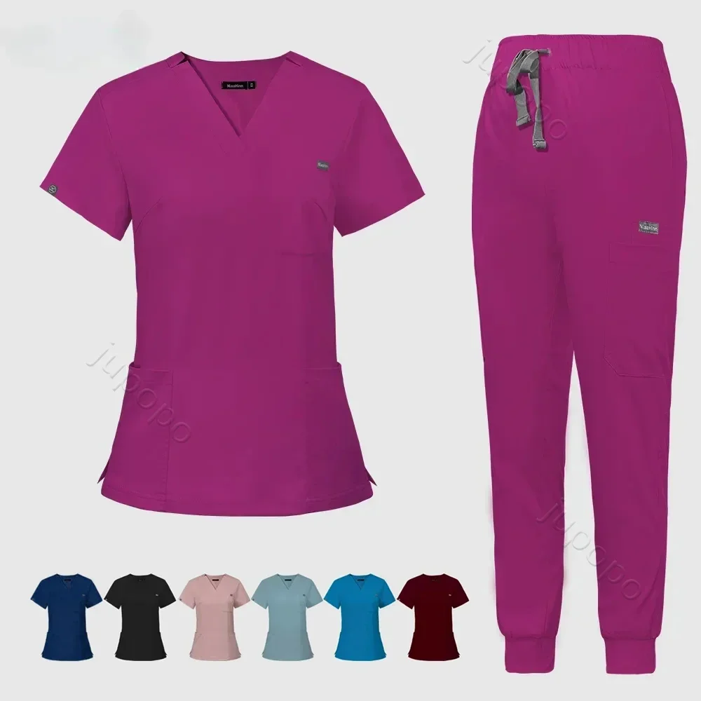 

Multicolor Scrubs Sets Uniform Short Sleeve Tops+Pants Nursing Uniform Women Pet Shop Doctor Scrub Medical Surgery Workwear