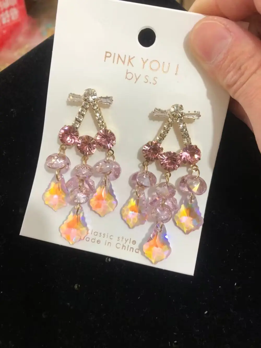 New Korean Shiny Heart Crystal Drop Earrings For Women