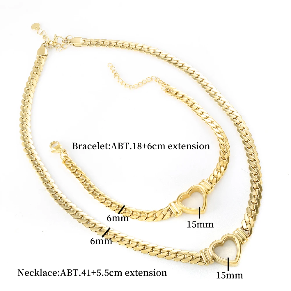 Gold-Plated Waterproof Stainless Steel Jewelry Set Luxury Love Heart Shape Chain Necklace - Image 2