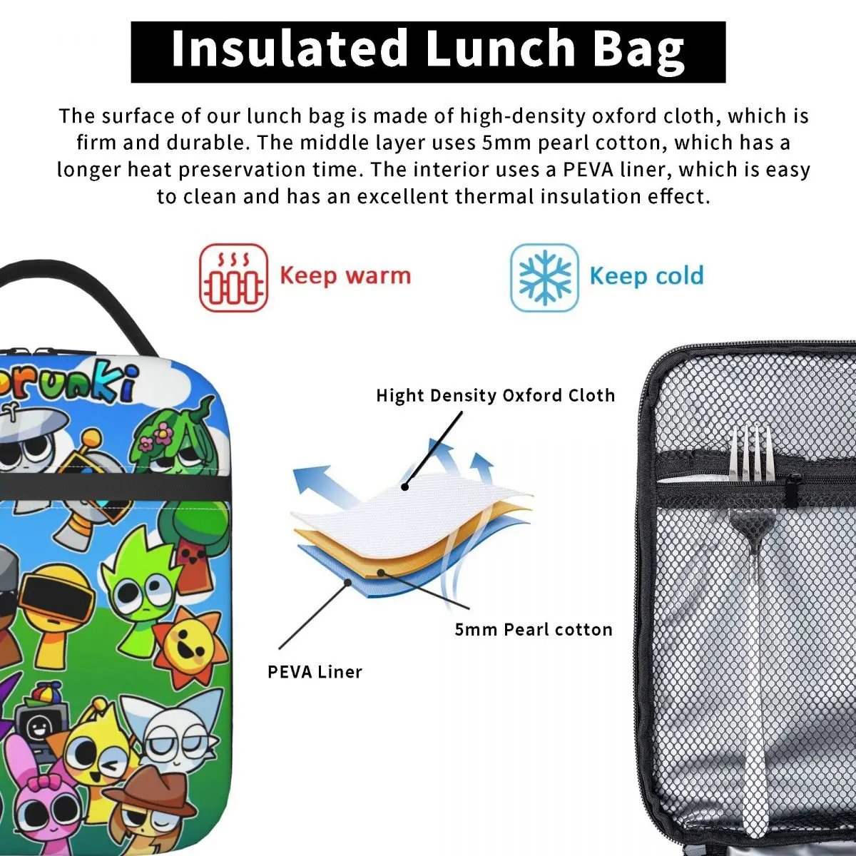 Lunch Bag Insulated Picnic Food Container Portable Cooler Thermal Bento Box
