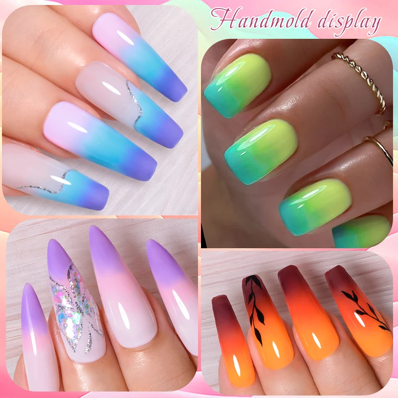 7ml Thermal Gel Nail Polish 3 Layers Temperature Color Changing Gel Winter Grey Semi Permanent Soak Off Nails Art UV Gel Varnish - 5