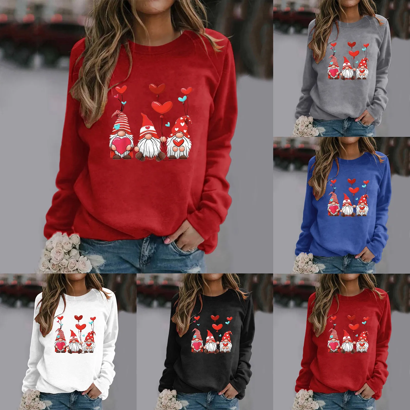 

Valentine's Day Valentine's Day Women's Sweatshirt Crew Neck Pattern Print Long Sleeve Casual Gift For Lovers Couple Clothes