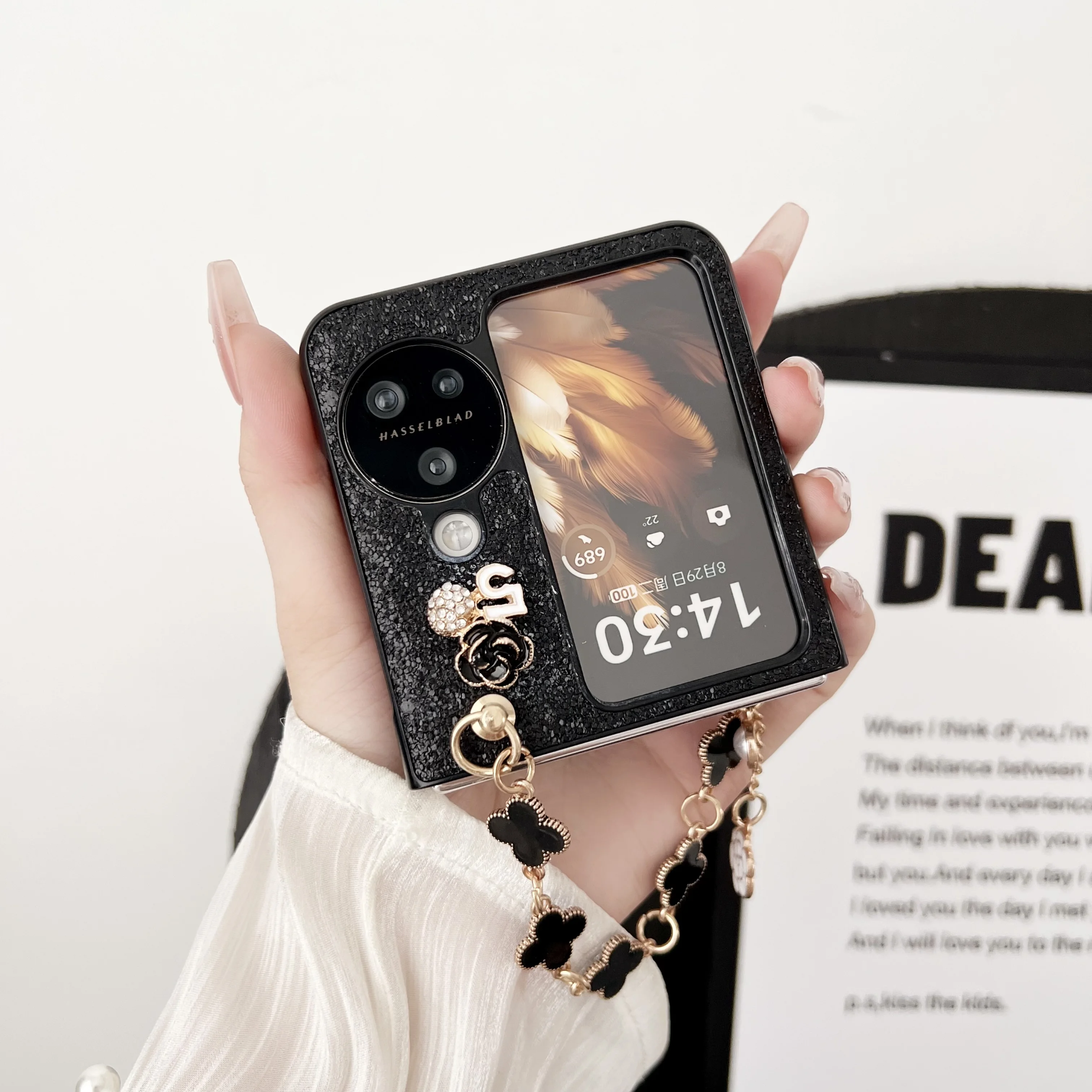 Case For OPPO Find N3 Flip Hand Strap Bumper Hand Women Case For OPPO Find N3 Flip Back Cover