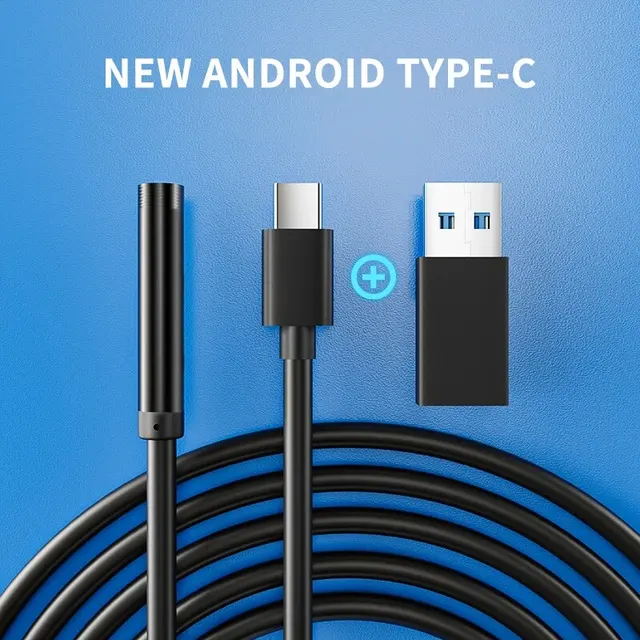 7.0MM TYPE-C Endoscope Camera IP67 Waterproof 6 LEDs Adjustable USB Android Flexible Inspection Borescope Cameras for Phone PC 5