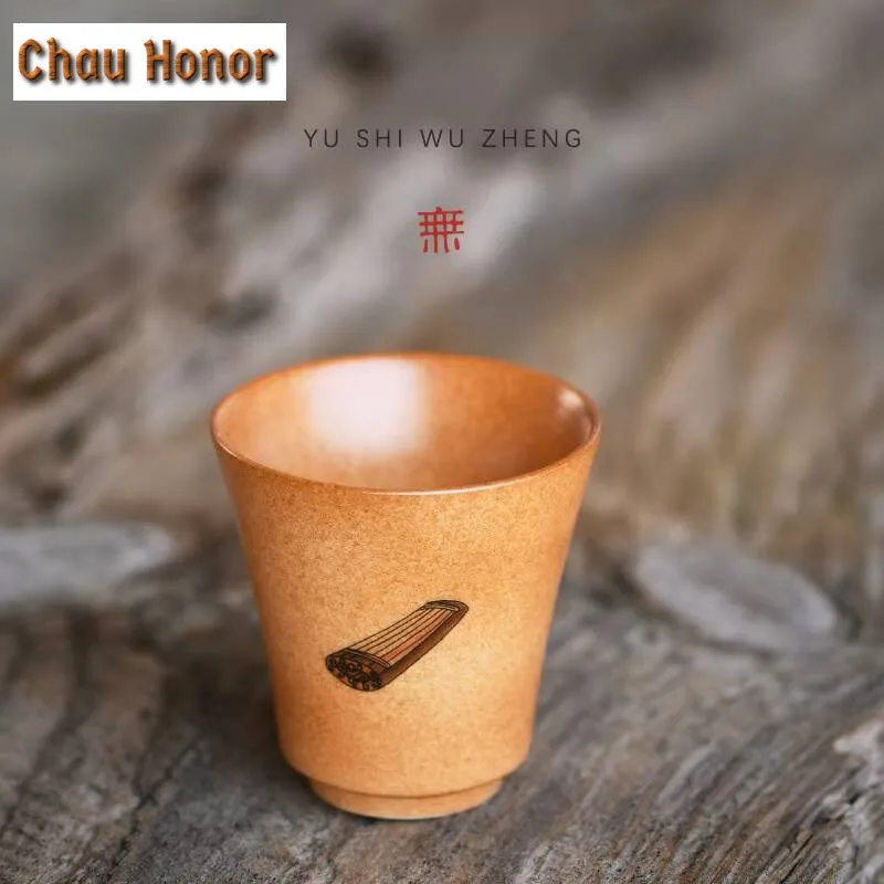 120ml Dunhuang Frescoes Guqin Ceramic Tea Cup Creative Soda Glaze Set of Cups Tea Pair Small Master Cup Japanese Sake Cup Mugs