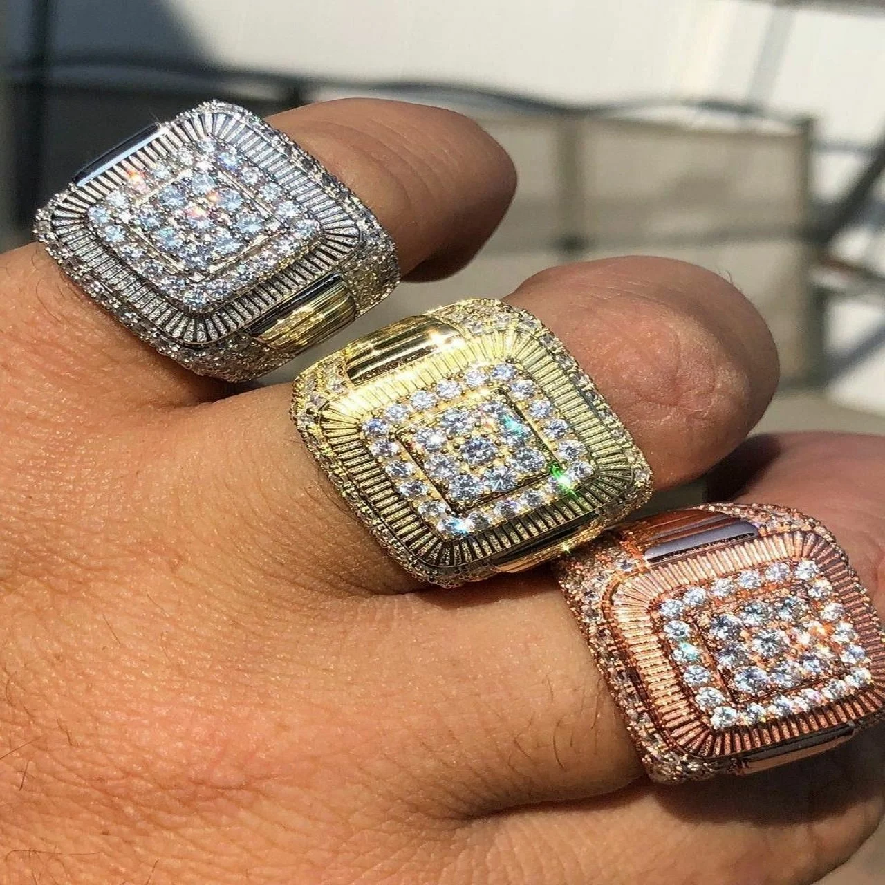 

Hop Ring for Men Championship 925 Sterling Silver Iced Out Defined Name Moissanite Ring from Indian Manufacturer