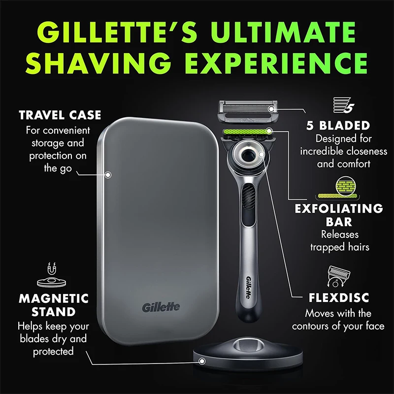 Gillette Labs Razor Aurora Series Flexdisc Manual Safety Shaver Shaving Machine 2pcs 5-Layer Blade Refills with Magnetic Stand