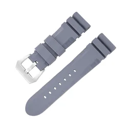 Versatile Silicone Waterproof Sport Wristband in Multiple Sizes - 24mm (Grey - Silver)
