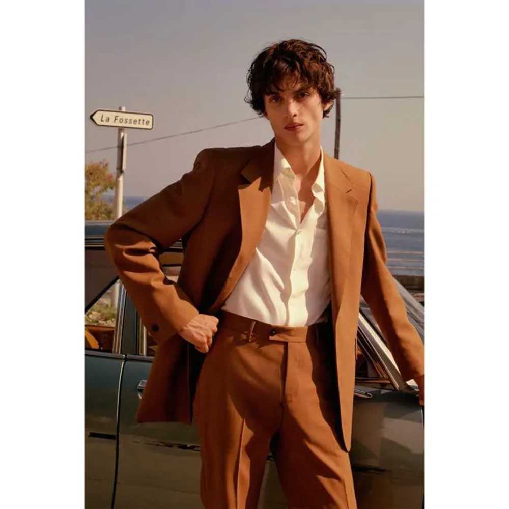 Men Fashion Chic Full Suits Single Breasted Two Piece Jacket Pants Slim Fit Casual Office Prom Blazer Sets