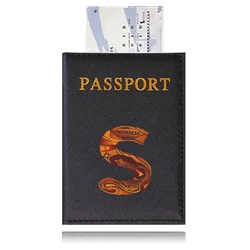 Waterproof Black Leather Passport Holder with Customizable Engraving (Engrave image S)