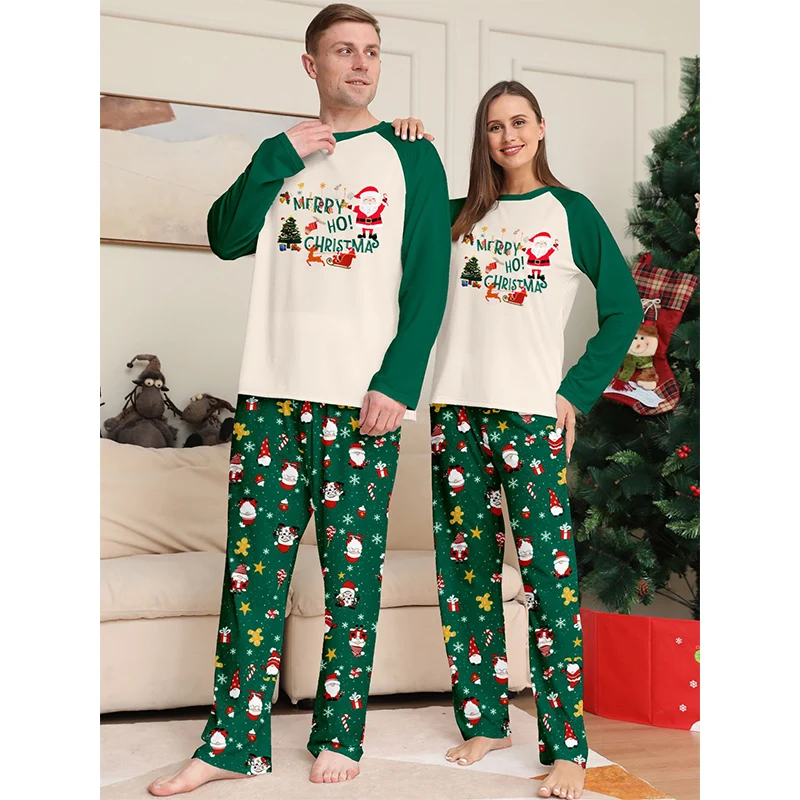 2024 Christmas Matching Pajamas Family Outfits Patchwork Set Adult Father Mother Kids Baby Sleepwear Look Pyjamas Dog Clothes 2