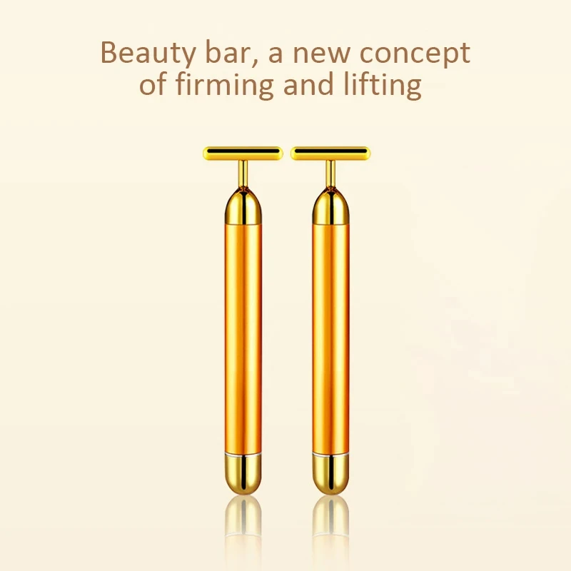 24k Gold T-shaped Vibrating Facial Roller Beauty Roller Slimming Face Massager Device Tightening Anti-wrinkle Facial Care Tools 5