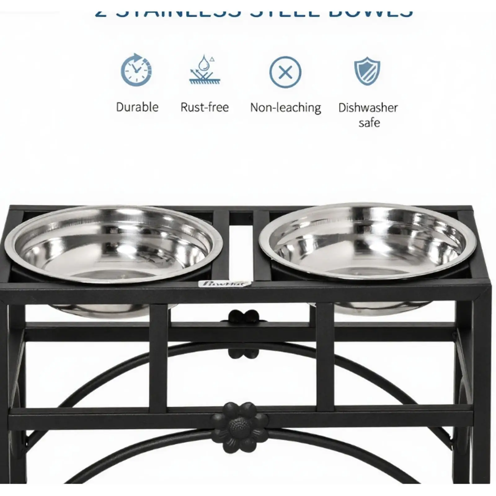 Double Stainless Steel Heavy Duty Dog Food Bowl Elevated Pet Feeding Station